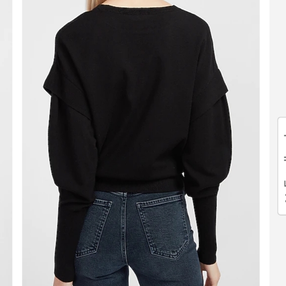 NWT Express Capped Sleeve Crew Neck Black Sweater - Picture 2 of 6